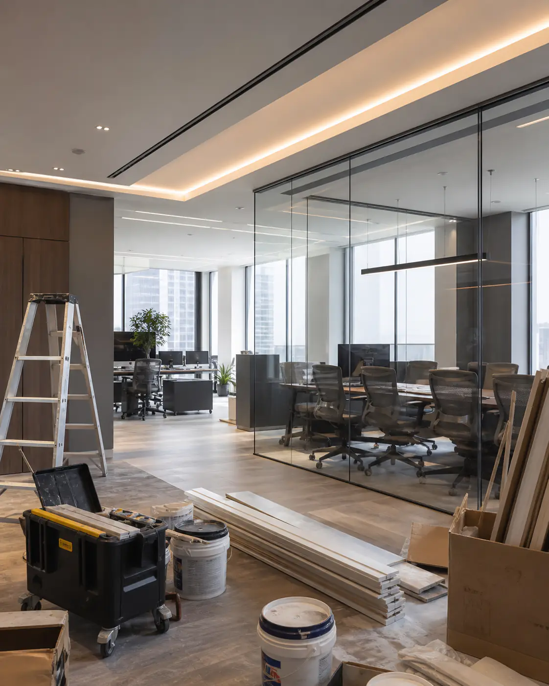 Oficina corporativa remodelada por RV Ingenieros en El Salvador