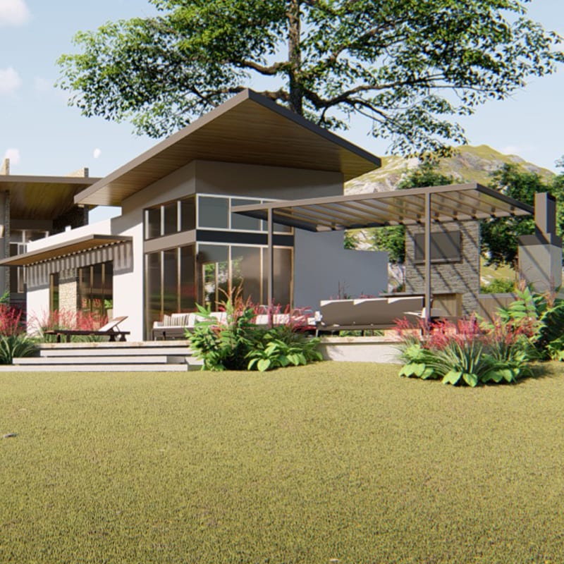 Diseño de casa en Lago de Coatepeque, proyecto residencial construido por RV Ingenieros en La Libertad